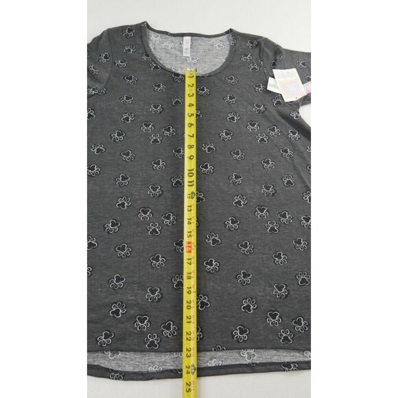 LuLaRoe Gray Puppy Paw Print Short Sleeve Perfect T Shirt Womens Small New - Picture 8 of 10